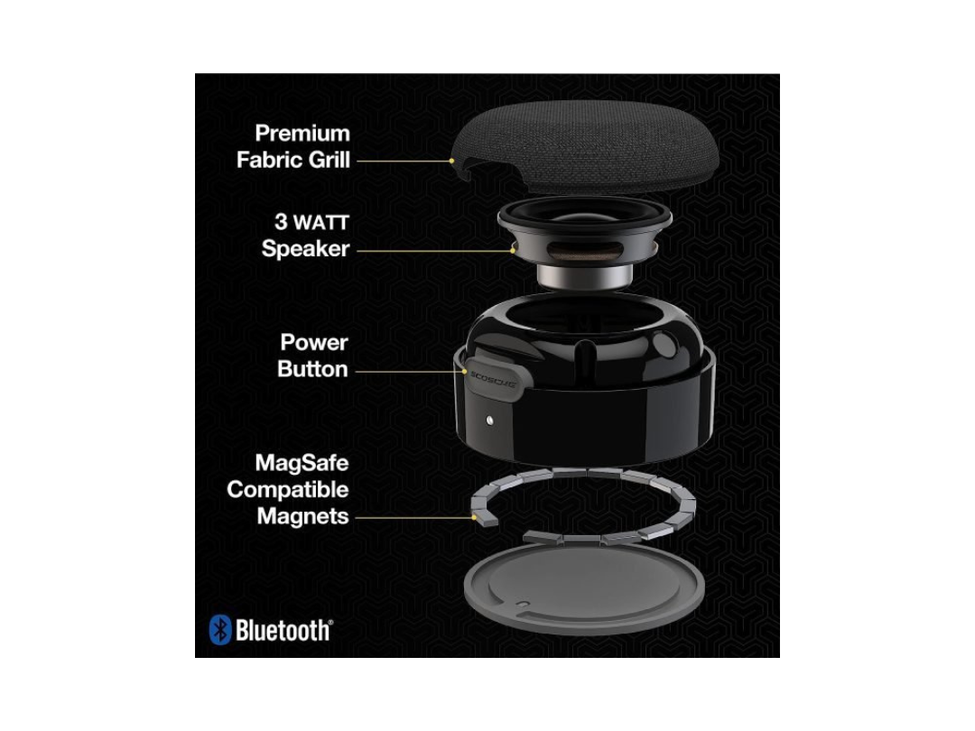 SCOSCHE BoomCan Wireless Speaker with MagSafe - Portable Sound Black SCOSCHE BoomCan Wireless Speaker with MagSafe - Portable Sound Black